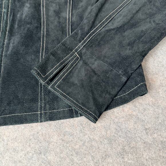 Live a Little Black Suede Leather Biker Jacket Classic Women's Full Zip Size XL - Picture 7 of 9